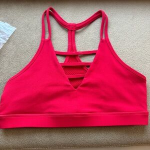 ZYIA Vibrant Red Grid Strappy Sports Bra
